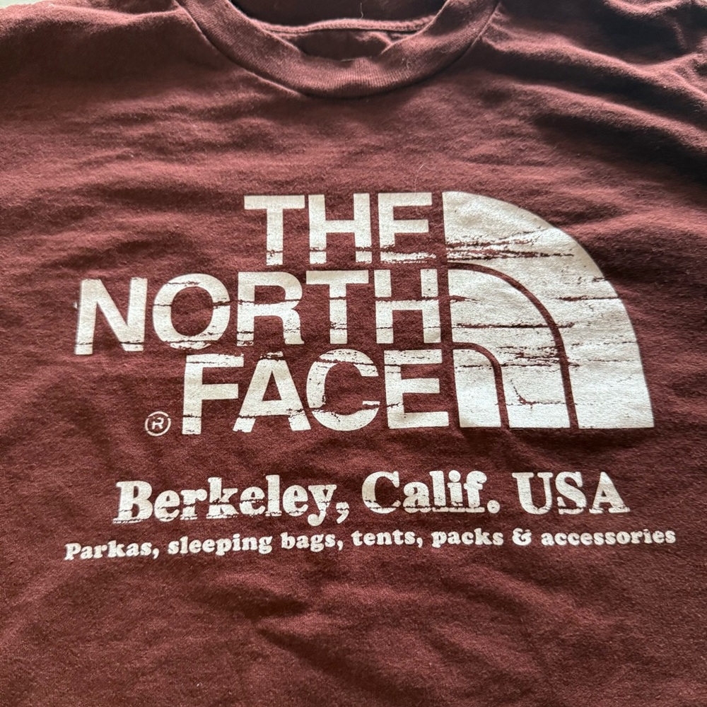 The North Face Burgundy Tee with White Logo